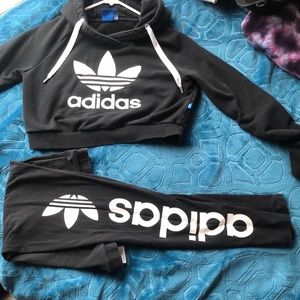Adidas cropped hoodie and yoga pants